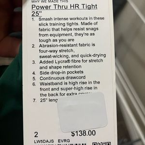 Lululemon Power Thru tights 25”